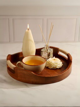 Brick Brown - Tribal Curvy Serving Tray in Walnut