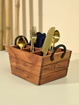 Brick Brown - Boat Cutlery Caddy/Holder with Horseshoe Handle
