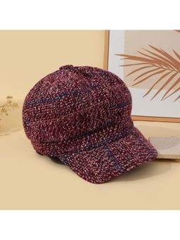 Salty - Vintage Grid Baker Boy Cap - Wine