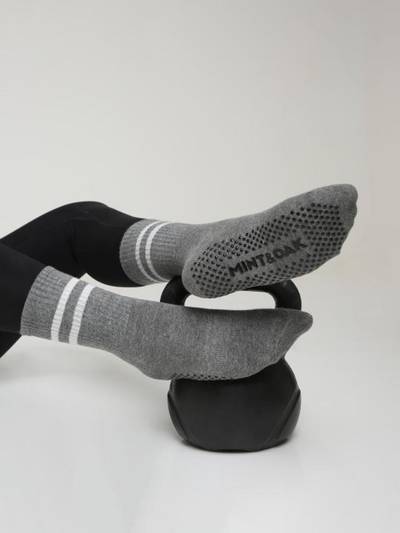 Light Grey Full Length Grip Socks For Women