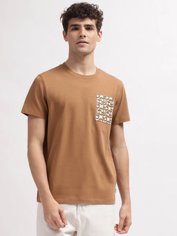 GANT - Mens Brown Solid Round Neck Short Sleeves T-Shirt