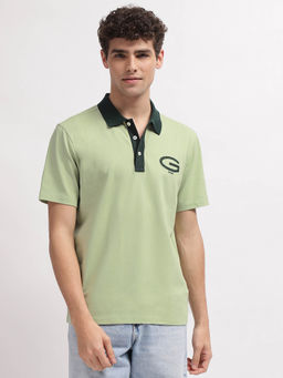 GANT - Mens Green Solid Polo Collar Short Sleeves T-Shirt