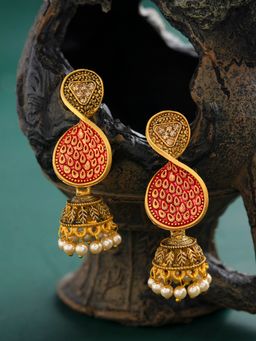E2O - Gold-Toned Beaded Handcrafted Jhumkis