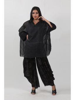 Krishna Mehta - Black Printed Short Kaftan