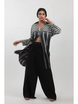 Krishna Mehta - Black & White Shaded Block Printed & Embroidered Tunic