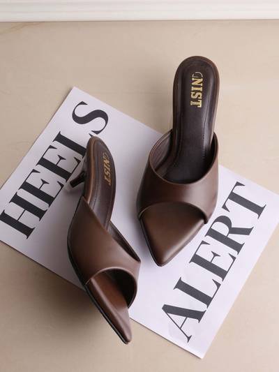 Comfortable Pointed Toe Brown Kitten Heels