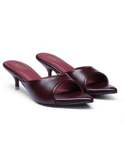 GNIST - Comfortable Pointed Toe Cherry Maroon Kitten Heels