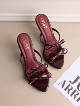 GNIST - Double Bow Cherry Maroon Stilettos
