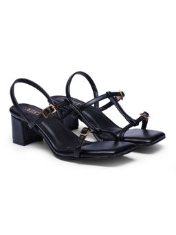 GNIST - Casual T-Strap Black Block Heels