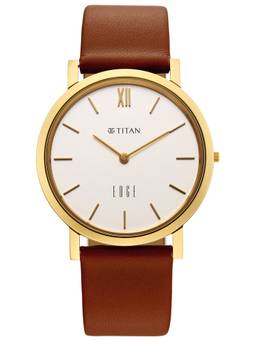 Titan - Edge Dynasty Quartz Analog 2 Hands Display White Dial Brown Watch - 1595WL13 (M)