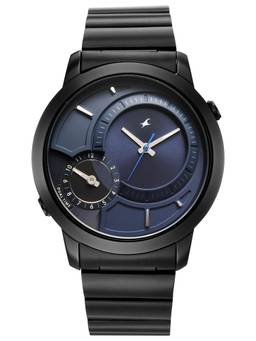Fastrack - Pulse IV Dual Time Watch with Dark Blue Sunray Dial & Black Metal Strap - 3340NM01 (M)