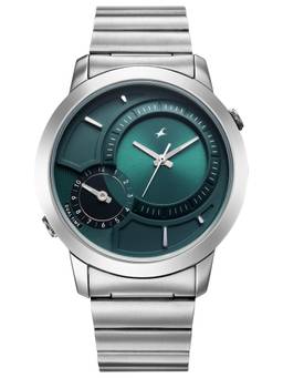 Fastrack - Pulse IV Dual Time Watch with Teal Green Sunray Dial & Silver Metal Strap - 3340SM02 (M)