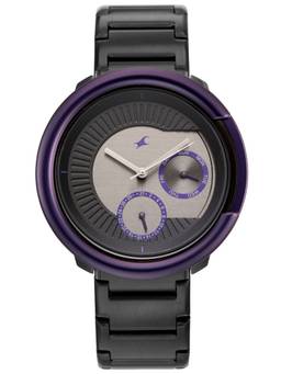 Fastrack - Big Game Bumper Textured Black Dial Watch with Integrated Black Bracelet - 3342KM01 (M)
