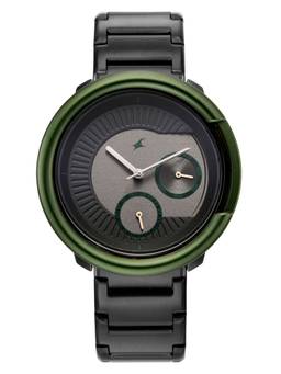 Fastrack - Big Game Bumper Textured Black Dial Watch with Integrated Black Bracelet - 3342KM02 (M)