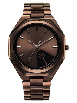 Fastrack - 9 to Fine Analog with Brown Dial Metal Strap Watch for Guys - 3353QM01 (M)