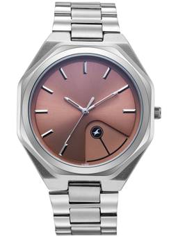 Fastrack - 9 to Fine Analog with Salmon Pink Dial Metal Strap Watch for Guys - 3353SM02 (M)
