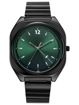 Fastrack - 9 to Fine Analog with Green Dial Metal Strap Watch for Guys - 3354NM02 (M)