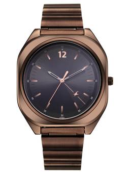 Fastrack - 9 to Fine Analog with Black Dial Metal Strap Watch for Guys - 3354QM01 (M)