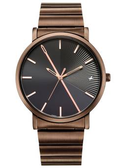 Fastrack - 9 to Fine Analog with Black Dial Metal Strap Watch for Guys - 38163QM03 (M)