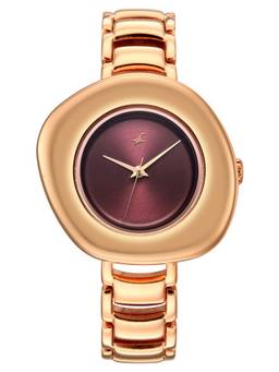 Fastrack - Big Game Seal Analog Maroon Dial Watch with Rose Gold Metal Bracelet - 6325WM01 (M)