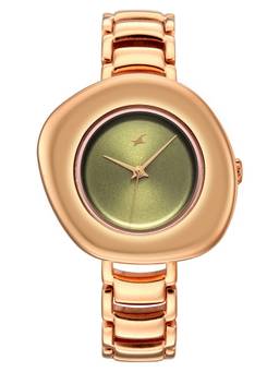 Fastrack - Big Game Seal Analog Green Dial Watch with Rose Gold Metal Bracelet - 6325WM02 (M)