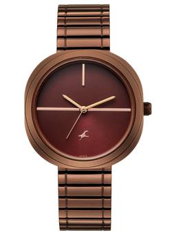 Fastrack - 9 to Fine Analog with Brown Dial Metal Strap Watch for Girls - 6330KM01 (M)