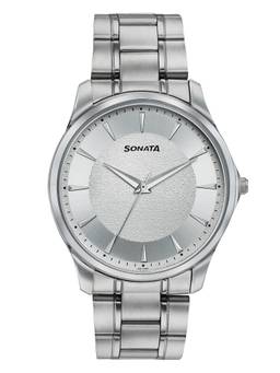 Sonata - Traditional Essentials Silver Dial Stainless Steel Strap Watch - 77163SM12W (M)