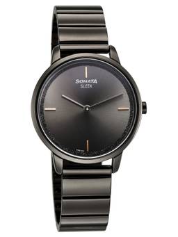 Sonata - Sleek Women Charcoal Gray Dial Ultra-Slim Gunmetal Watch - 8200QM02 (M)