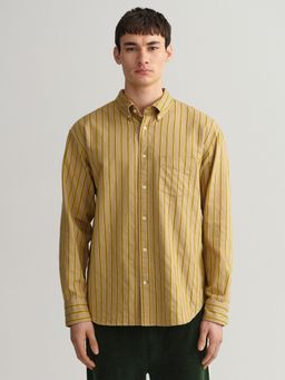 GANT - Men Khaki Striped Relaxed Fit Shirt