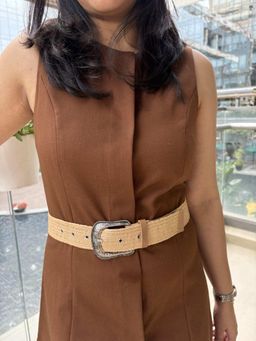 CrossKulture - Beige Women Broad Fabric Belt