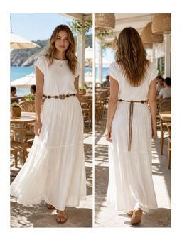 CrossKulture - Beige White Women Beads Belt