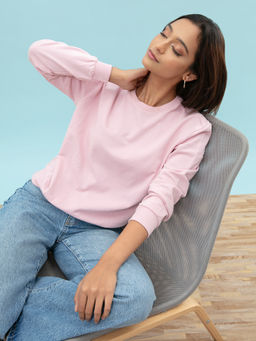 Twenty Dresses by Nykaa Fashion - XXD Basics Baby Pink Slip It On Sweatshirt