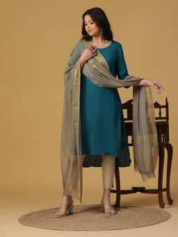 Shingora - Grey Dobby Woven Zari Dupatta