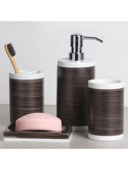 OBSESSIONS - Polyresin 4Pc Bathset, Brown & White