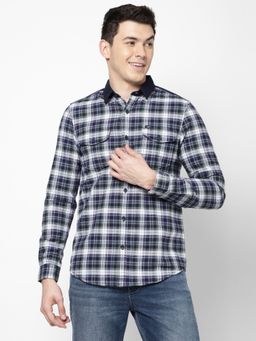 Lee - Men's Checks Navy Blue & Multi-color Shirt Slim Fit