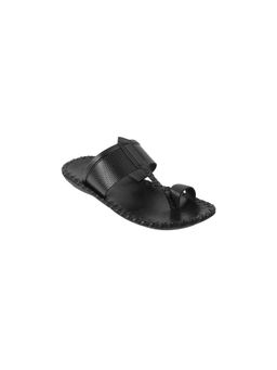 Mochi - Men Black Leather Slip On Sandals
