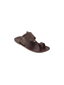 Mochi - Men Brown Leather Slip On Sandals