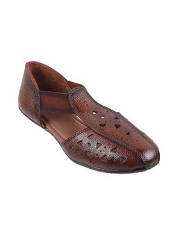 Metro - Women Rust Leather Back Close Ballerinas