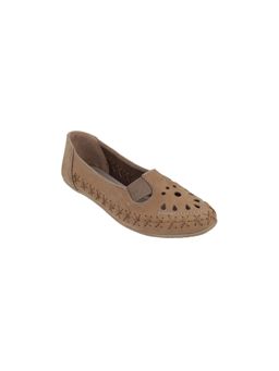 Metro - Women Beige Velvet Slip On Ballerina
