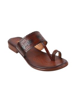 Metro - Women Tan Leather Slip On One Toe Flats