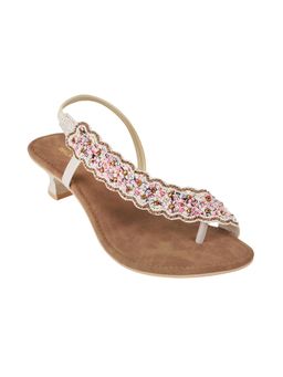 Walkway - Women White Beaded Back Strap Sandals