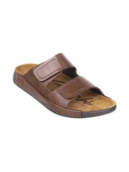 Metro - Men Brown Leather Slip On Sandals