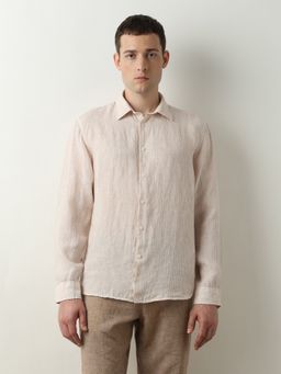 Selected - Pink Striped Linen Full Sleeves Shirt