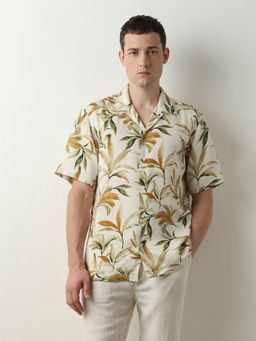 Selected - Beige Printed Short Sleeves Shirt