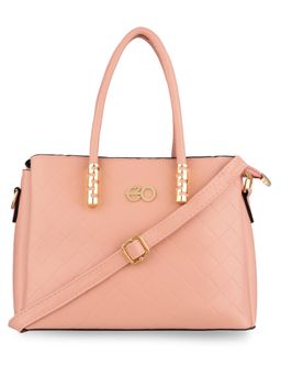 E2O - Classy Pink Solid Satchel Handbag For Women's With Metal Detailing