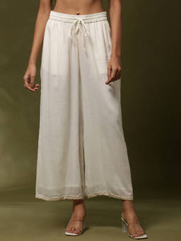 Abhishti - Off White Solid Palazzo