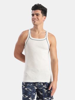 Jockey - US54 Men Super Combed Cotton Rib Square Neck Gym Vest-Snow White Melange