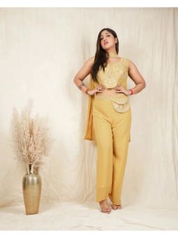 FashionTownie - Georgette Mustard Sweetheart Co-ord Set