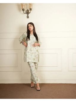 FashionTownie - Pure Cotton Green Collar Neck Kurta with Pant