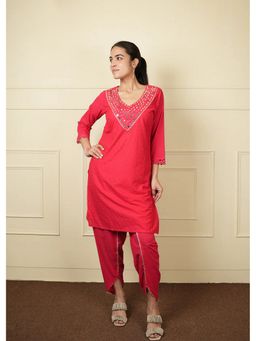 FashionTownie - Cotton Silk Pink Co-ord Set